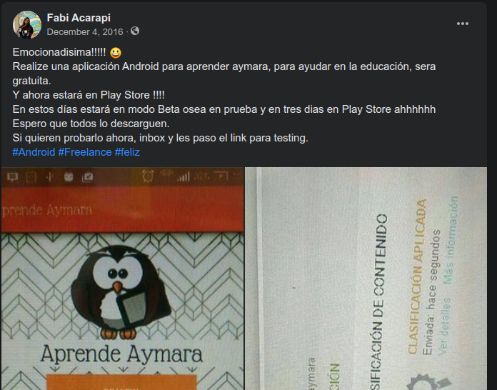 Publicacion en facebook