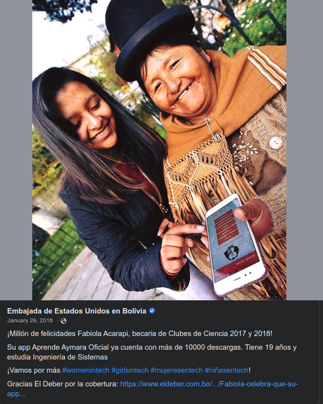 post desde la Embajada de Estados Unidos en Bolivia